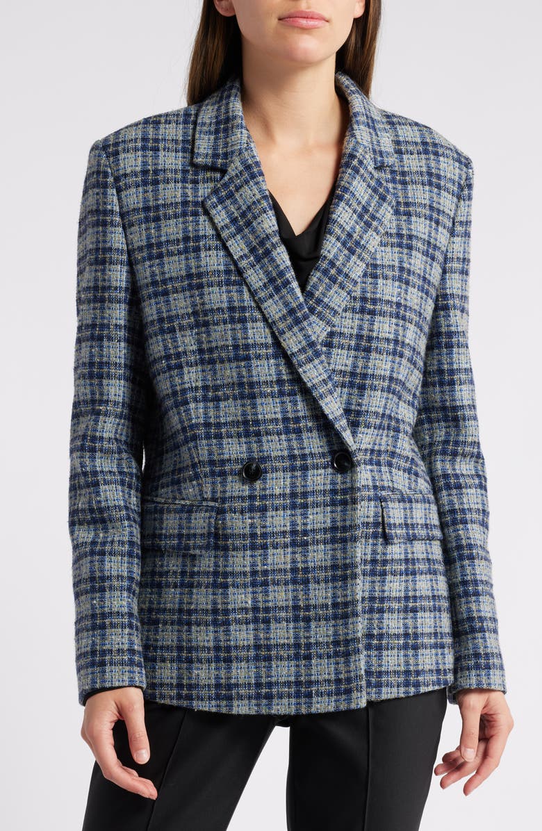 BOSS Janka Double Breasted Plaid Blazer, Alternate, color, Open Misc