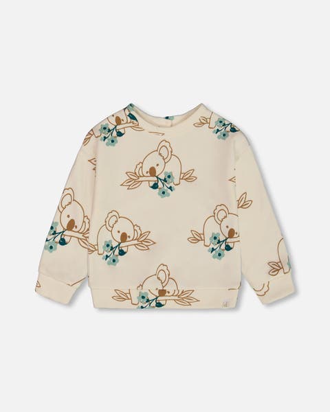 Deux Par Deux Organic Cotton Long Sleeve Two Piece Pajama Set - Printed Bouquet of Flowers