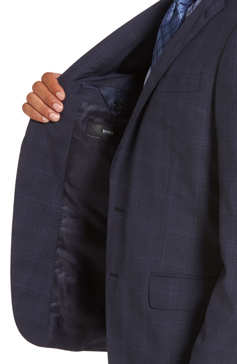 BOSS Huge/Genius Trim Fit Plaid Wool Suit, Alternate, color, 