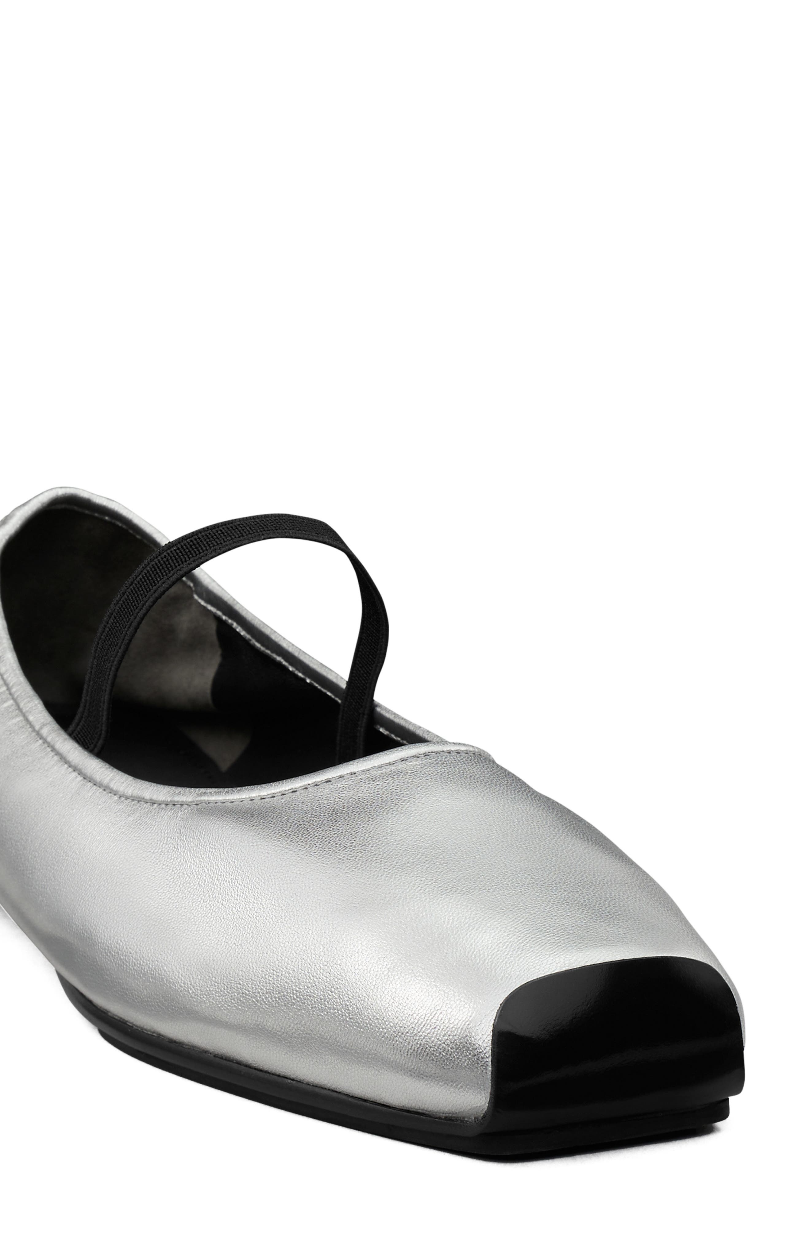 Runway Ballet Flat, Alternate, color, SILVER / PERFECT BLACK