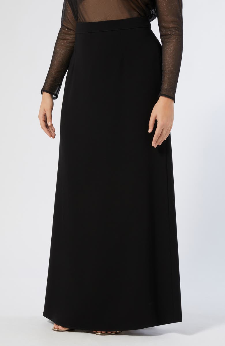 Marina Rinaldi Pireo Stretch Cady Maxi Skirt, Main, color, Black