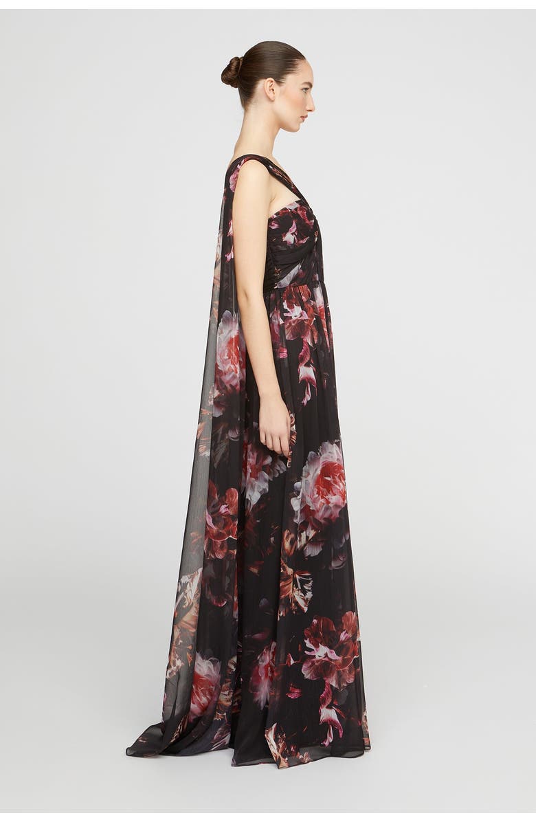 HALSTON Lina Chiffon Gown, Alternate, color, Night Lotus