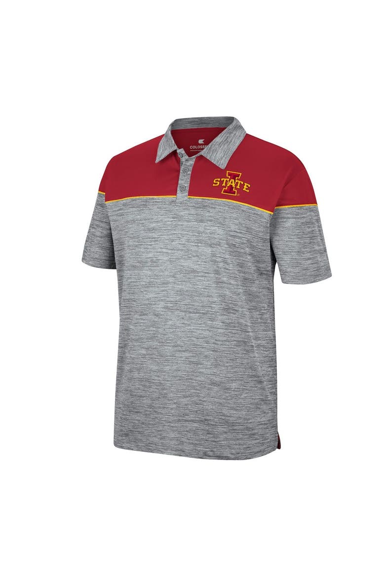 Men's Colosseum Heathered Gray/Cardinal Iowa State Cyclones Birdie Polo, Alternate, color, Heather Gray