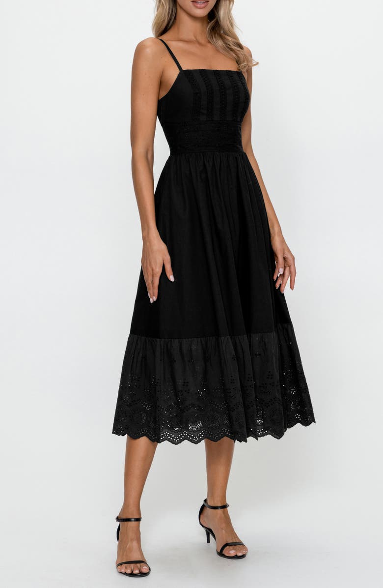 PS By Cupshe Lace Fit & Flare Cotton Midi Dress, Alternate, color, Red