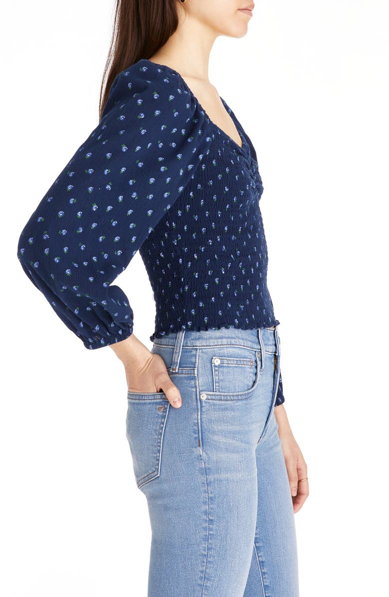 Madewell Lucille Balloon Sleeve Smocked Top, Alternate, color, 