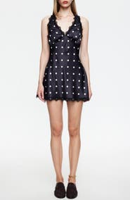 LIONESS Stars Align Polka Dot Lace Trim Halter Minidress
