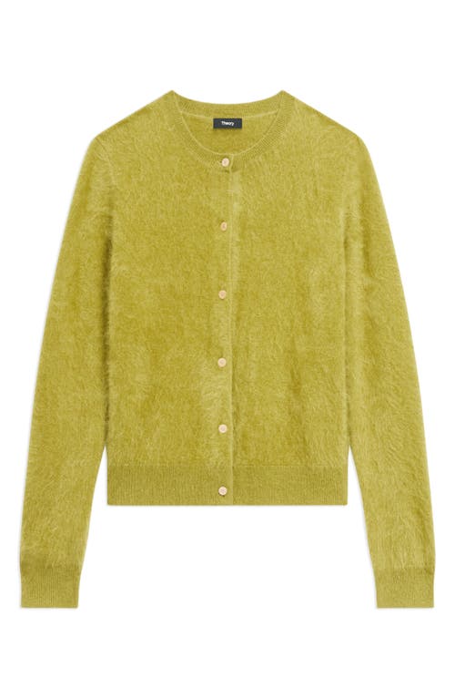 Theory Brushed Cardigan In Airy Cashmere In Green