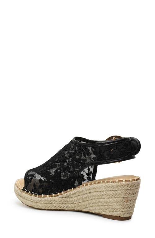 Catherine Catherine Malandrino Latio Mesh Lace Wedge Sandal In Black