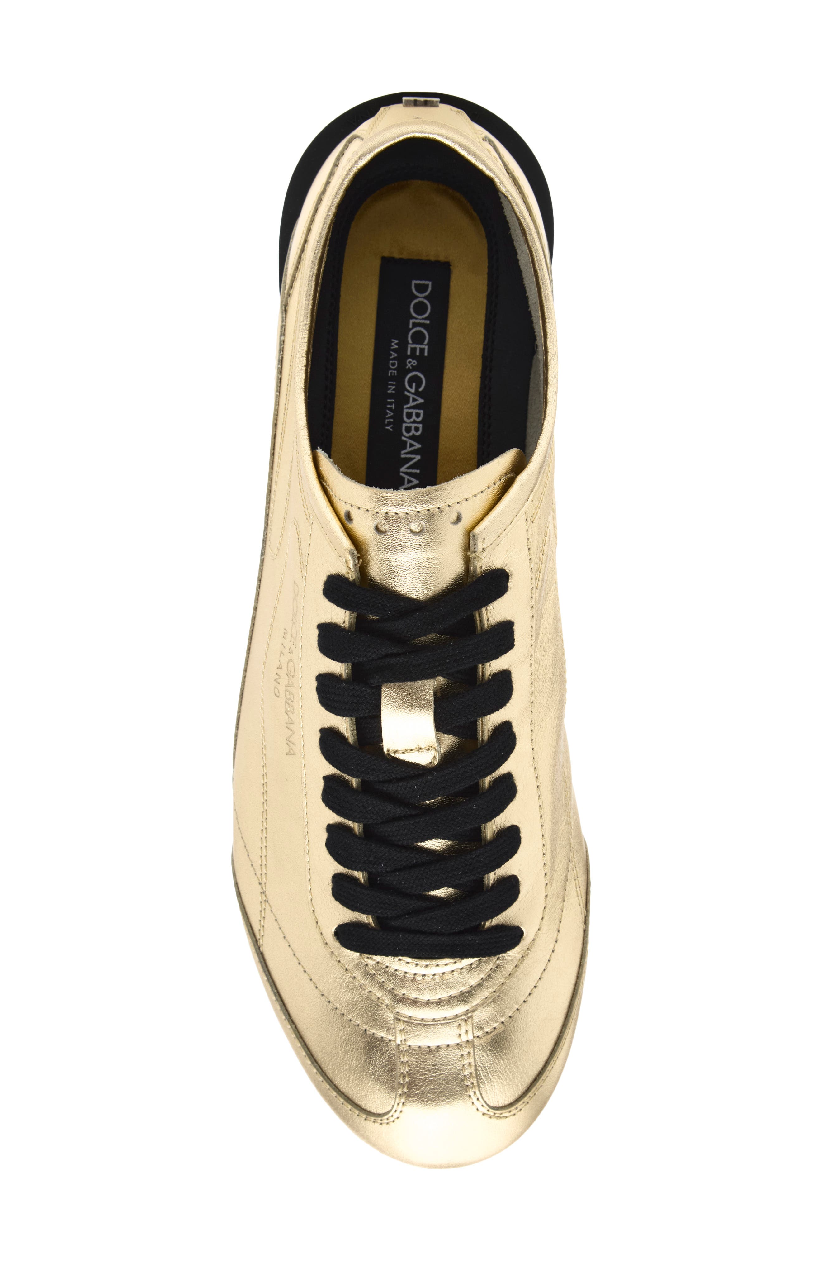Leather Sneaker, Alternate, color, ORO BRILLANTE