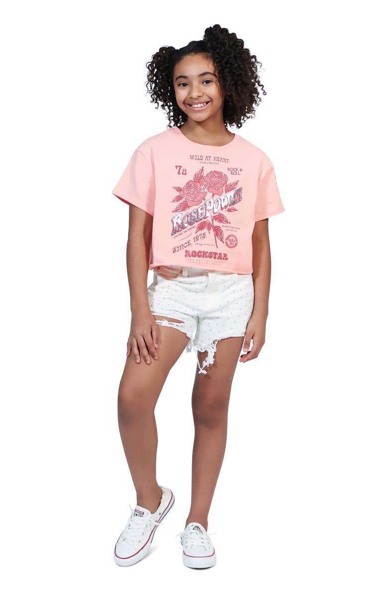Truce Kids' Rock Star Embellished Cotton Graphic T-Shirt, Alternate, color, Peach