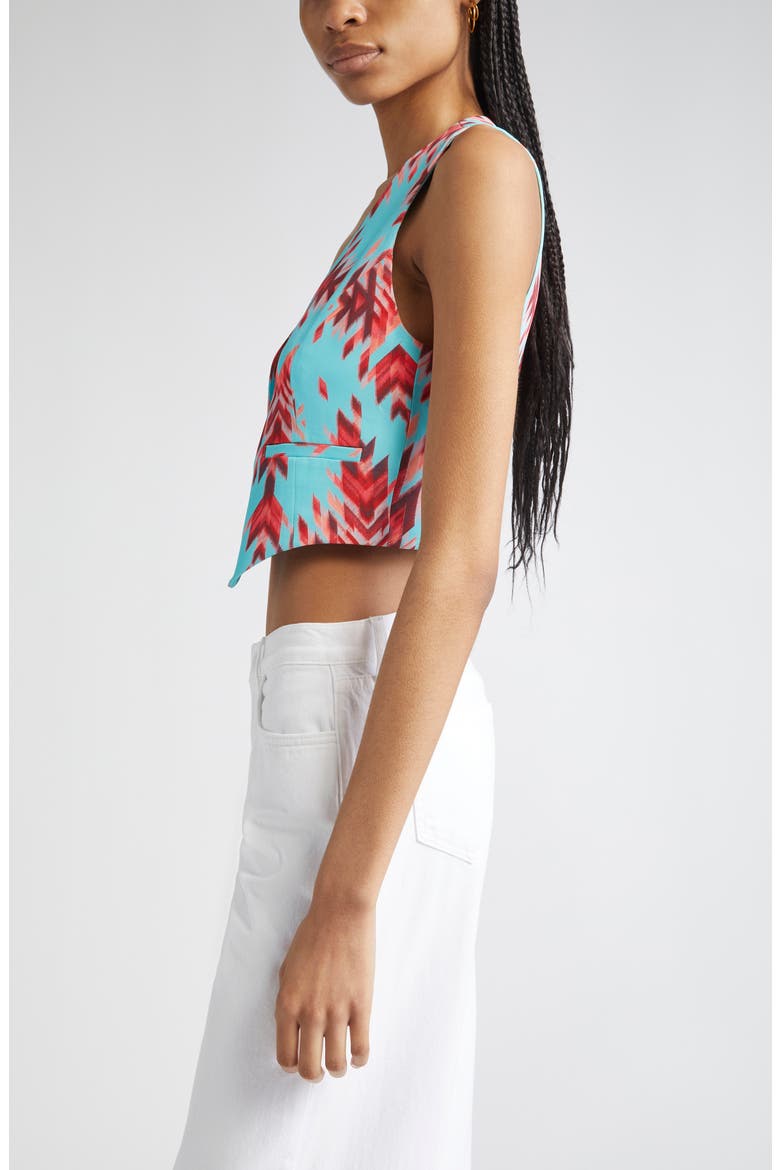 Jianna Print Button-Up Vest, Alternate, color, POOL BLUE GANADO PRINT