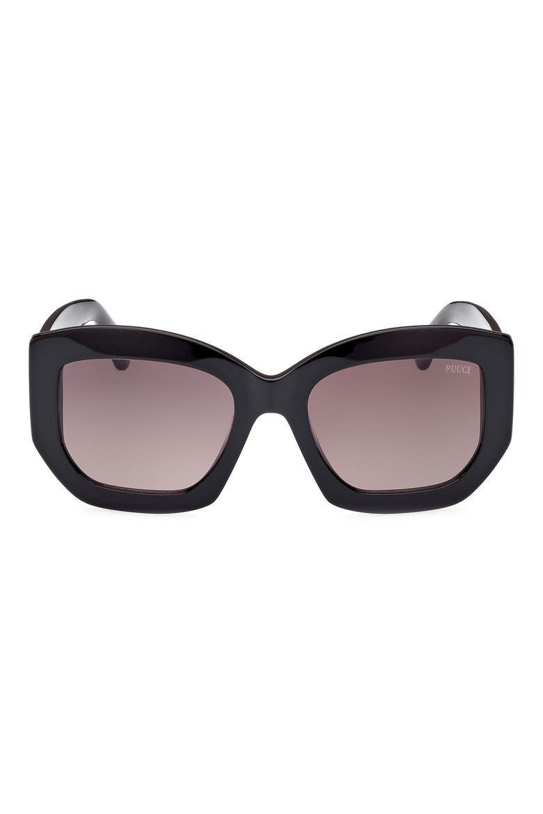 54mm Geometric Sunglasses, Main, color, BLACK/ GOLD / GRADIENT SMOKE