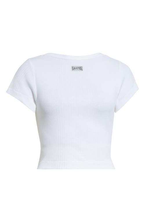 Jean Paul Gaultier Logo Patch Crop Baby Tee In White