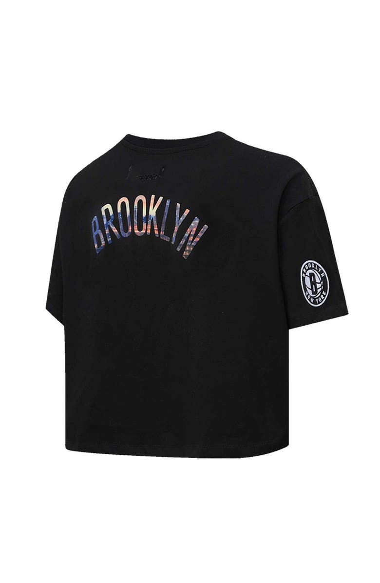 PRO STANDARD Women's Pro Standard Black Brooklyn Nets Cityscape Crop Boxy T-Shirt, Alternate, color, 