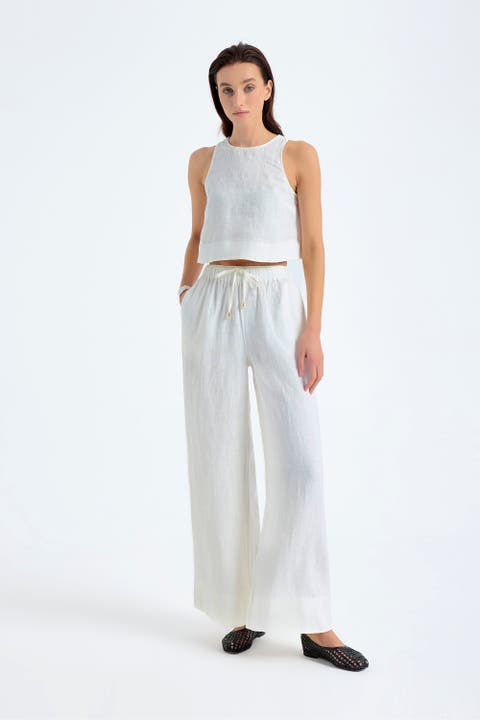 Ciel 100% Linen Wide-Leg Pants