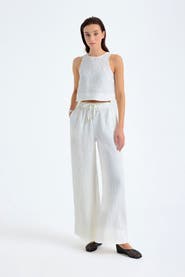Monlicia Ciel 100% Linen Wide-Leg Pants