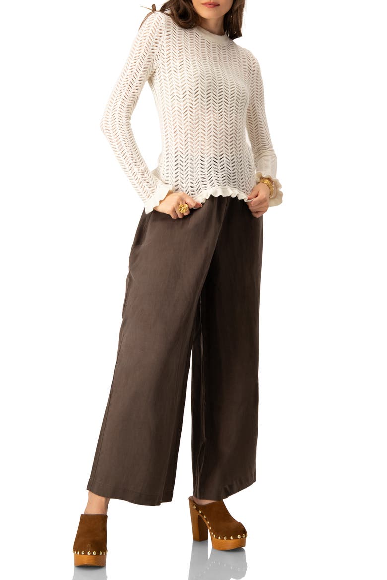 Long Sleeve See-Through Knitted Blouse, Alternate, color, Ivory