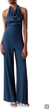 MANGO TEEN Wide Leg Halter Jumpsuit
