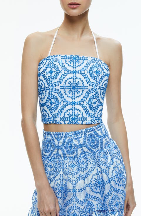 Ceresi Embroidered Crop Halter Top