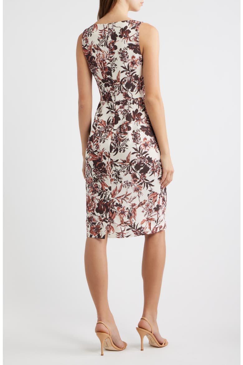 Floral Print Sheath Dress, Alternate, color, COFFEE EGGSHELL