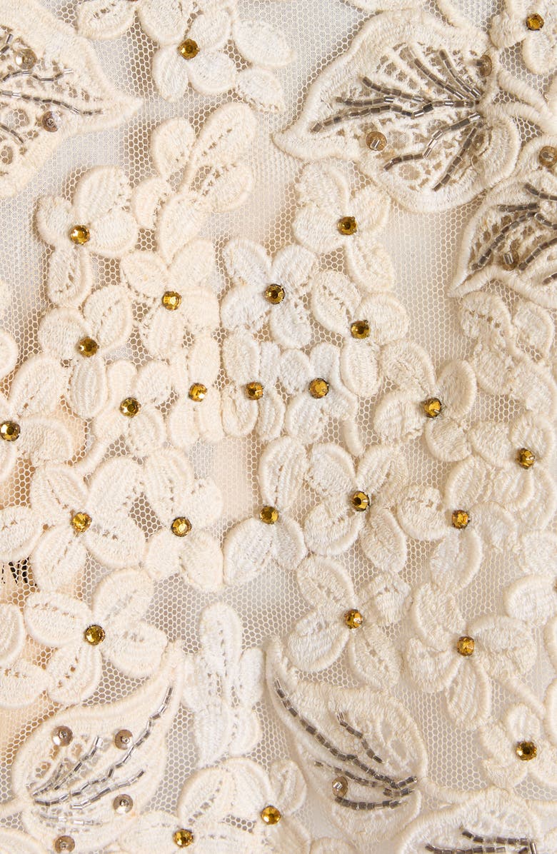 Valentino Garavani Lace Embellished Cotton Muslin Midi Dress, Alternate, color, Ivory