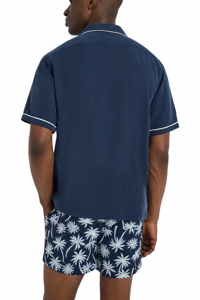 Piped Tencel Convertible Vacation Shirt, Alternate, color, DEEP NAVY/WHITE