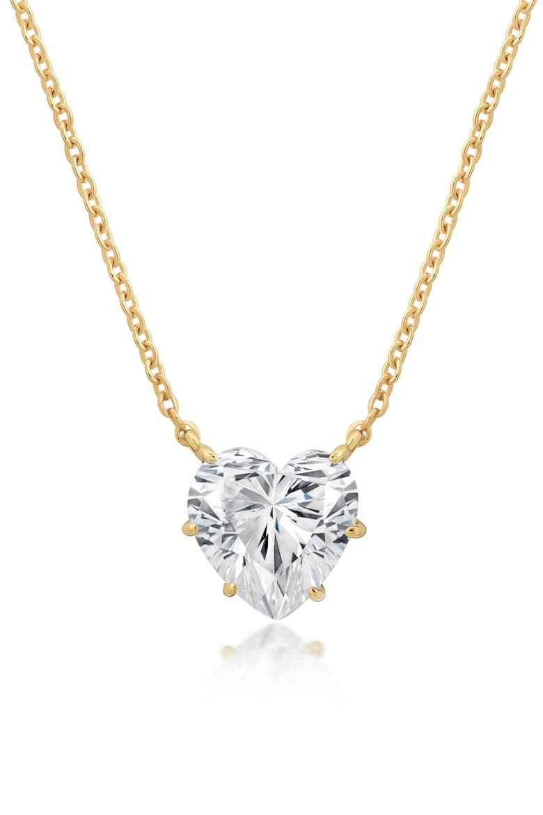 Adore Cubic Zirconia Heart Pendant Necklace, Main, color, 18KYG/ CLEAR STONE