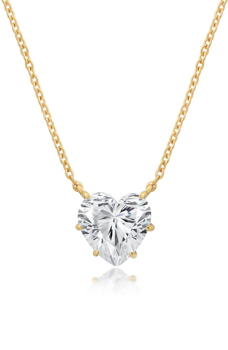 Crislu Adore Cubic Zirconia Heart Pendant Necklace, Main, color, 18Kyg/ Clear Stone