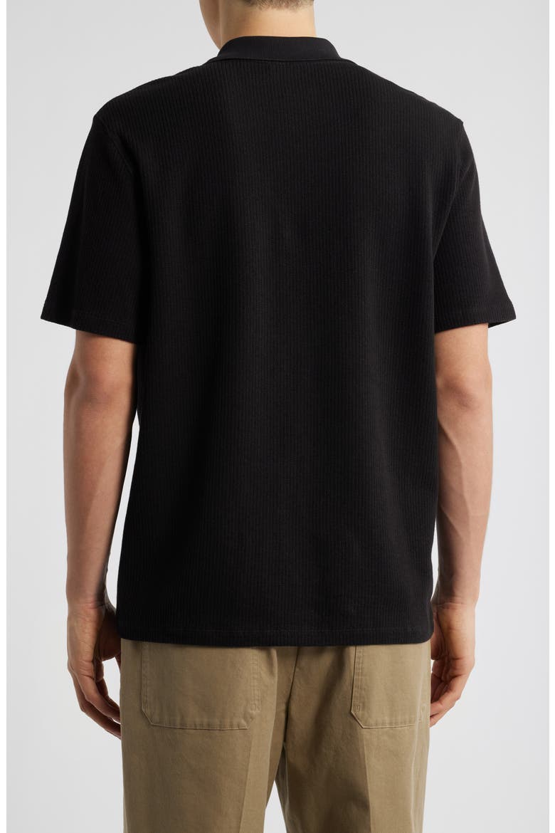 Textured Double Knit Short Sleeve Button-Up Shirt, Alternate, color, BLACK