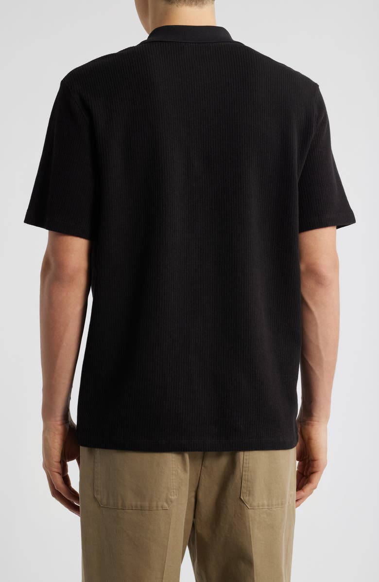 Vince Textured Double Knit Short Sleeve Button-Up Shirt, Alternate, color, Black