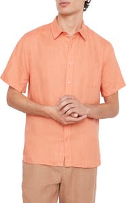 Vince Classic Fit Short Sleeve Linen Shirt