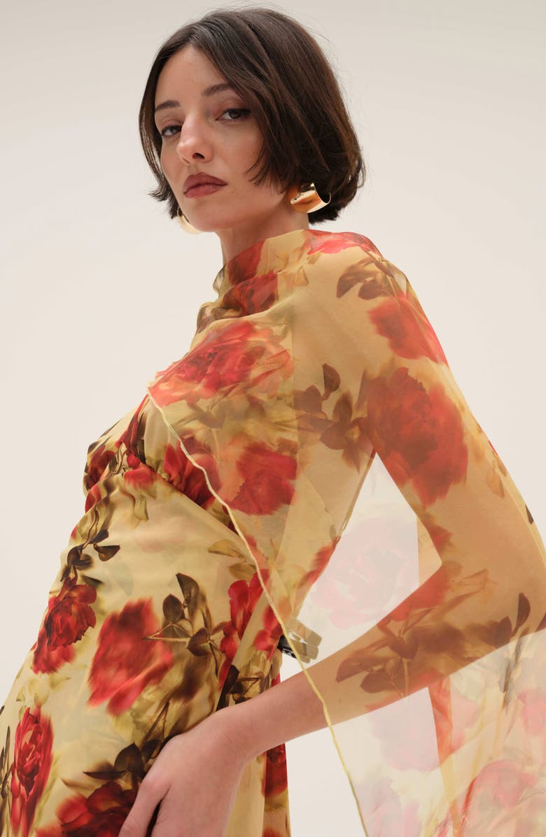 For Love & Lemons Floral Print Maxi Dress, Alternate, color, Yellow