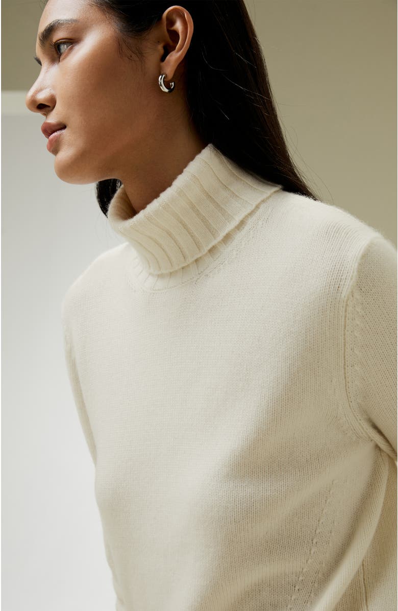 Lilysilk Turtleneck Sweater with Rib Hemline, Alternate, color, White
