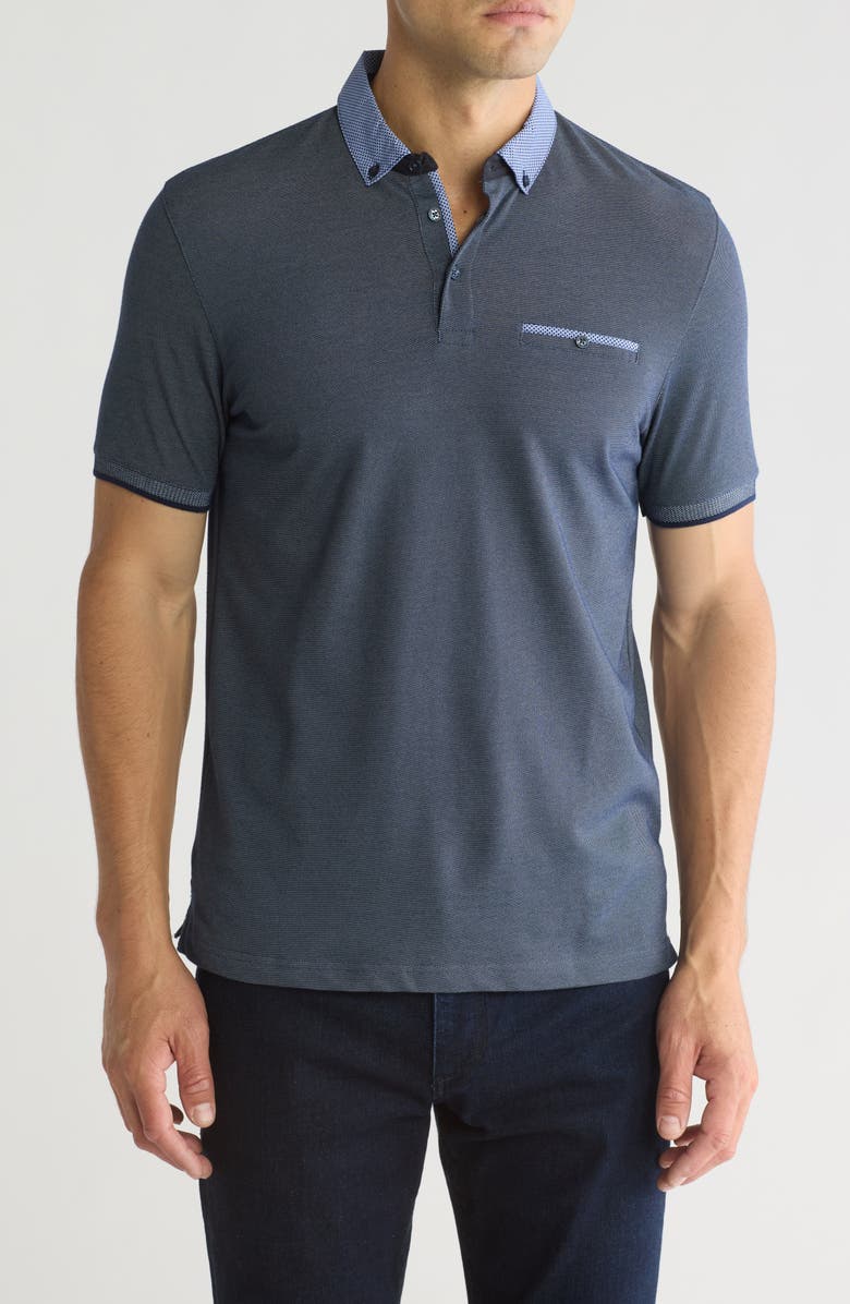 DENIM AND FLOWER Navy Heather Polo Shirt, Main, color, Navy