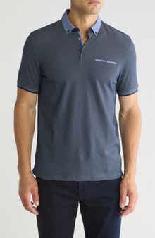 DENIM AND FLOWER Navy Heather Polo Shirt