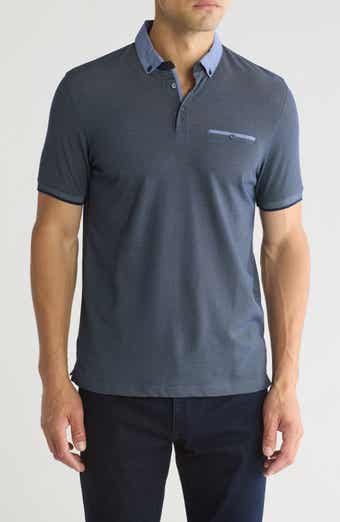 DENIM AND FLOWER Navy Heather Polo Shirt