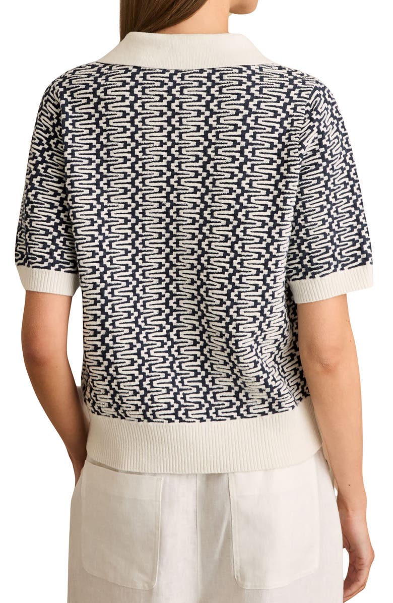 Reiss Jem Jacquard Polo Sweater, Alternate, color, Blue/ Ivory