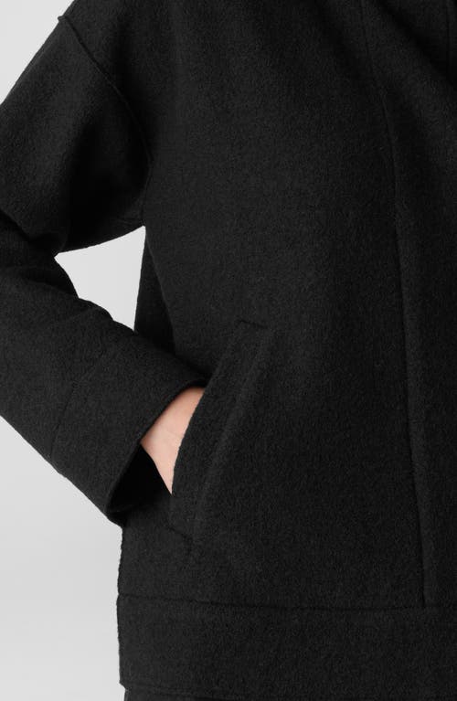 Eileen Fisher Button Front Wool Vest In Black