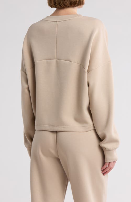 Z By Zella Crewneck Scuba Sweatshirt In Tan Oxford