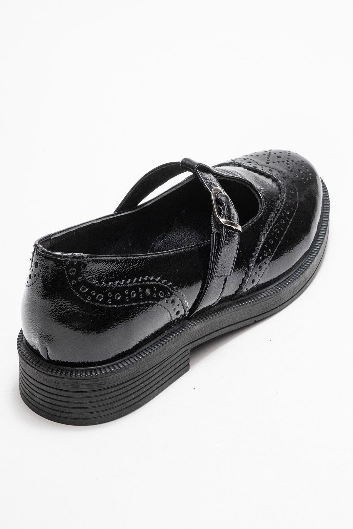 Janney Leather Strap Loafers, Alternate, color, Black Patent Leather