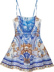 Camilla Corset Fit & Flare Linen & Silk Minidress