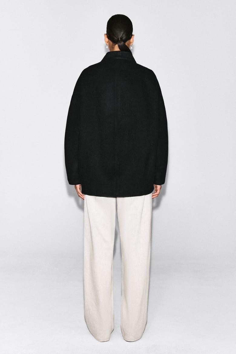 Sculpted Wool-Blend Zip-Up Jacket, Alternate, color, BLACK