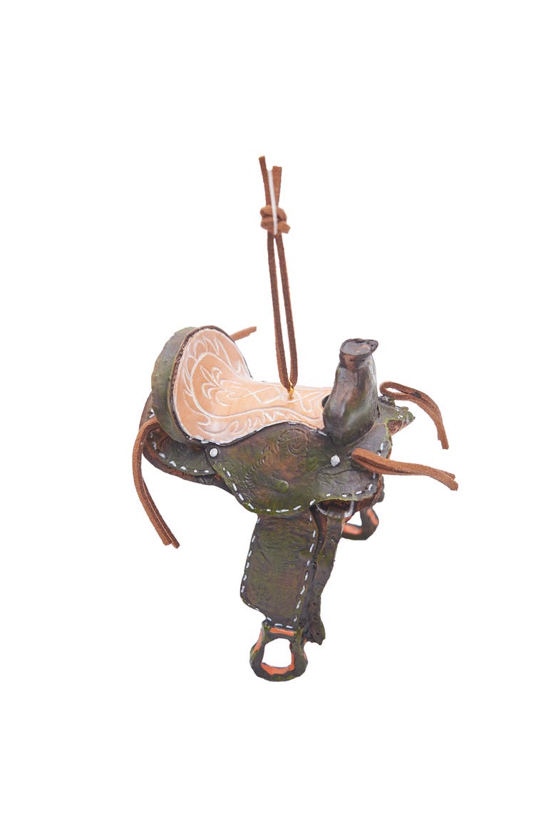Western Saddle Ornament, Alternate, color, Brown
