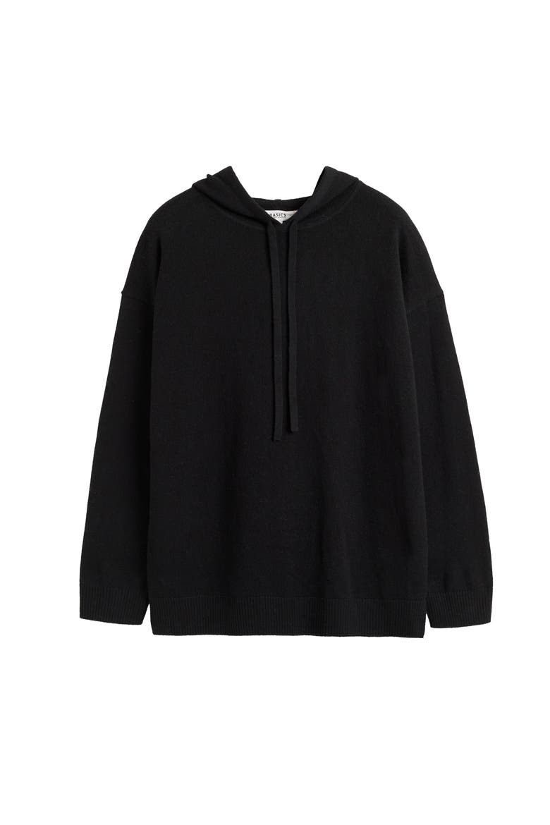 Wool Cashmere Blend Relaxed Hoodie Sweater, Alternate, color, Black
