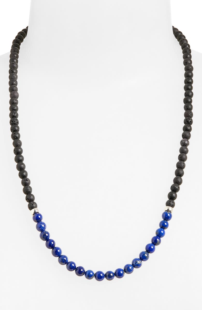 Caputo & Co. Ubud Lava Rock & Lapis Lazuli Beaded Necklace, Alternate, color,