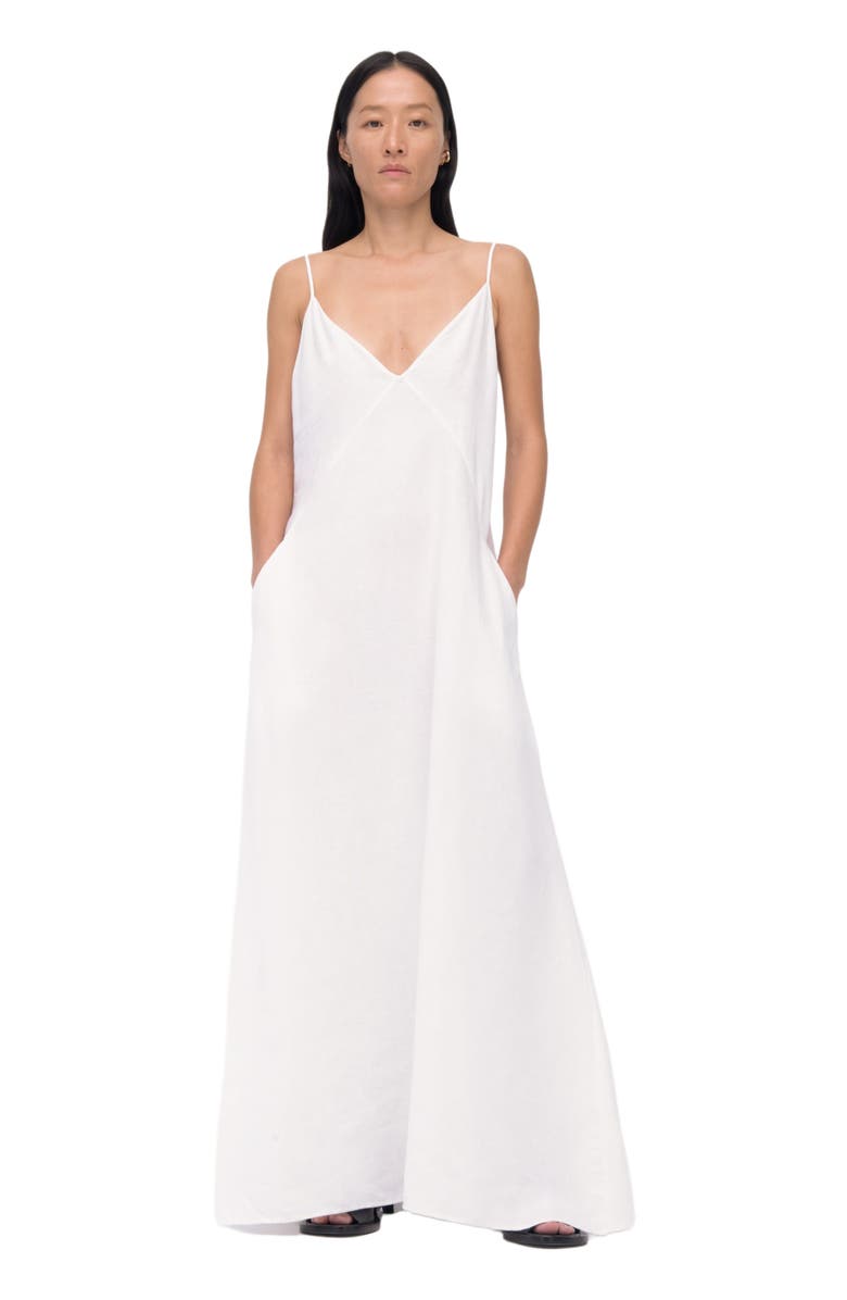 Another Tomorrow SEAMED SLIP DRESS, Main, color, White