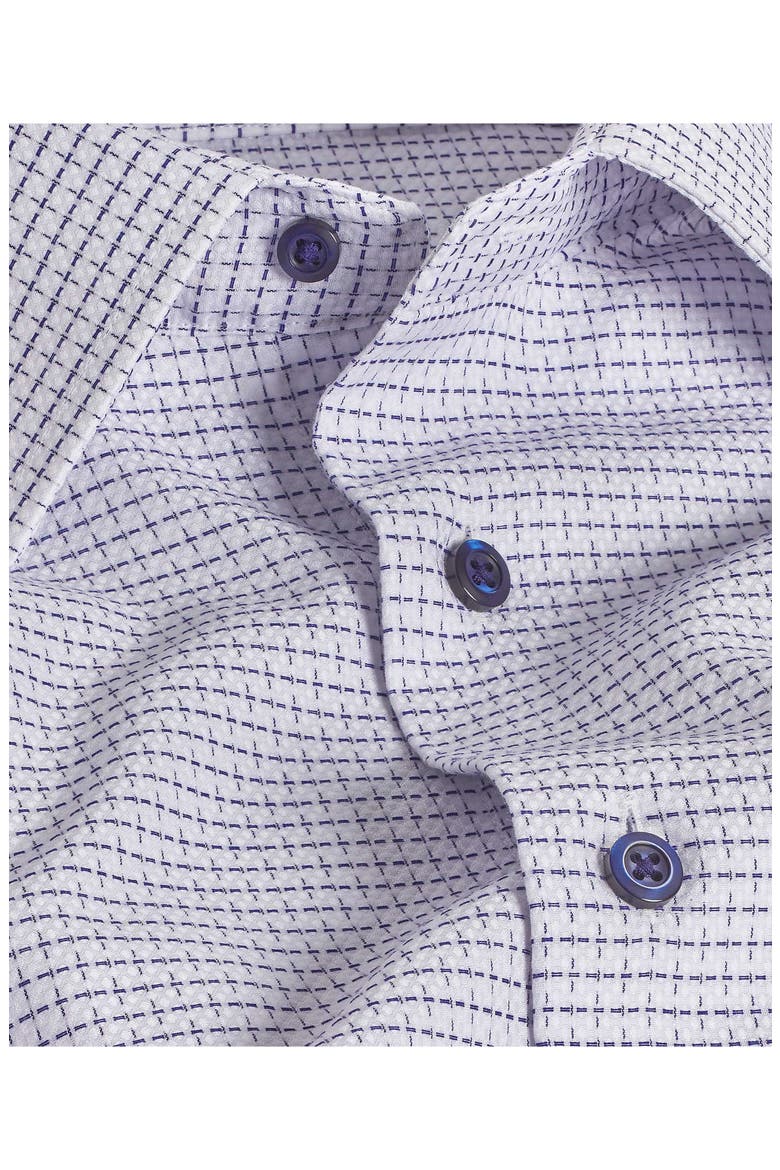 Trim Fit Dobby Dot Cotton Dress Shirt, Alternate, color, WHITE/ NAVY