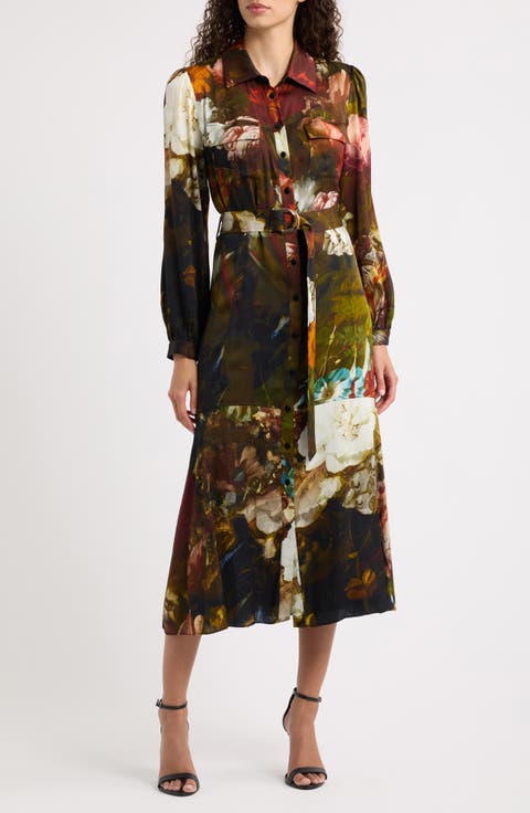 Mika Silk Blend Printed Shirtdress