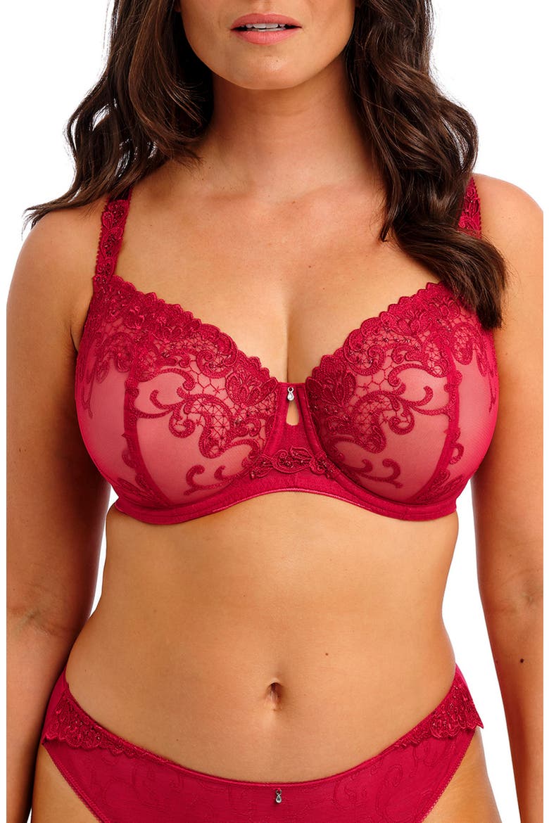 Portia Underwire Balconette Bra, Main, color, RED