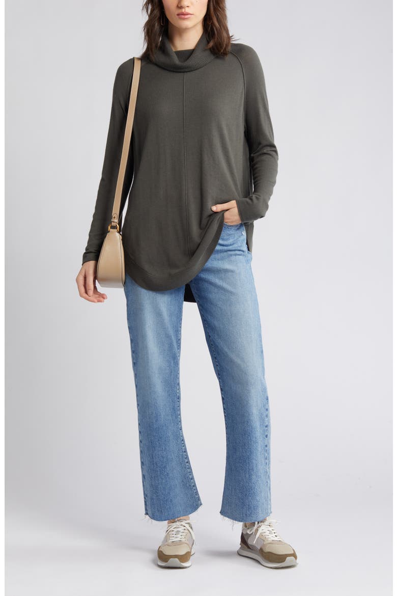 Turtleneck Tunic Sweater, Main, color, GREY BELUGA
